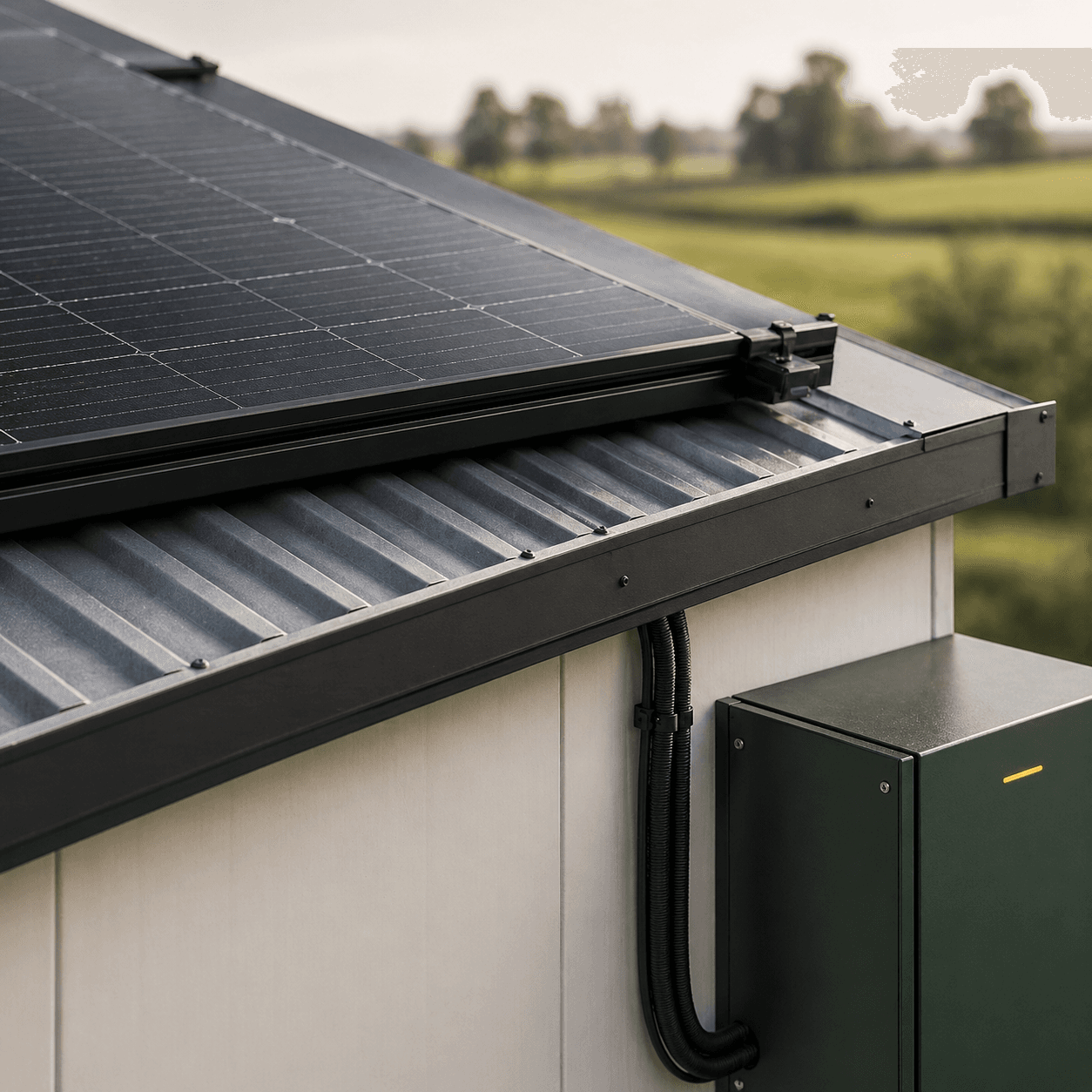 Bedrijfsparking met elektrische bestelwagens en laadpalen
