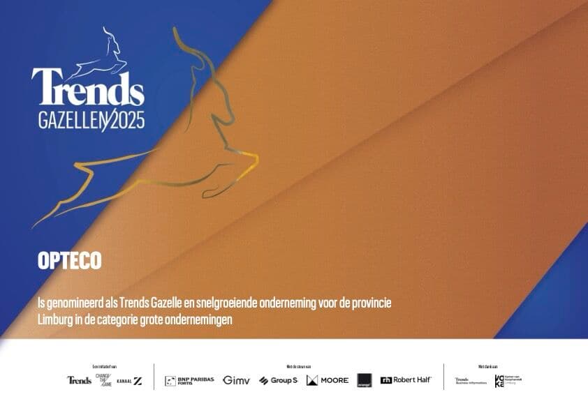 Trends Gazelles 2025 : Opteco est nominée comme entreprise à forte croissance dans la catégorie des grandes entreprises